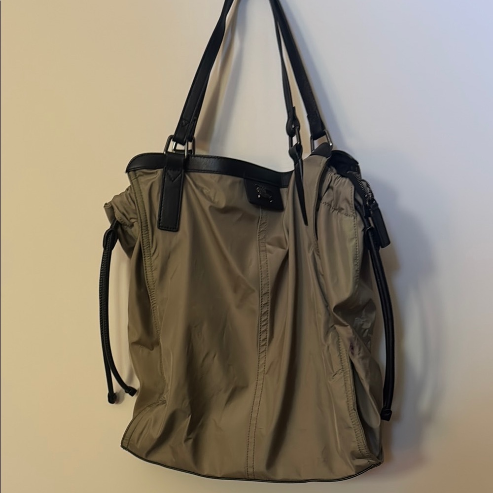 Burberry Buckleigh Tan and Black Tote with Relaxed Silhouette